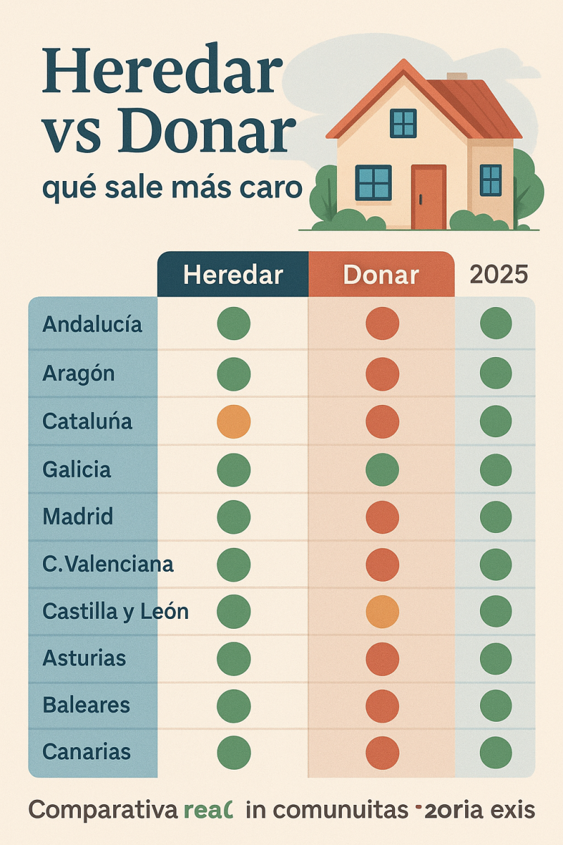 Diferencia real entre heredar y donar una vivienda. Impuestos, riesgos y qué sale más caro